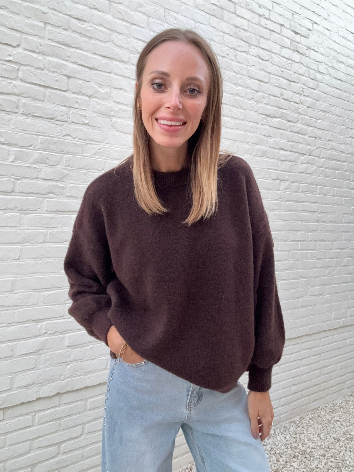 Florine Pull Donkerbruin