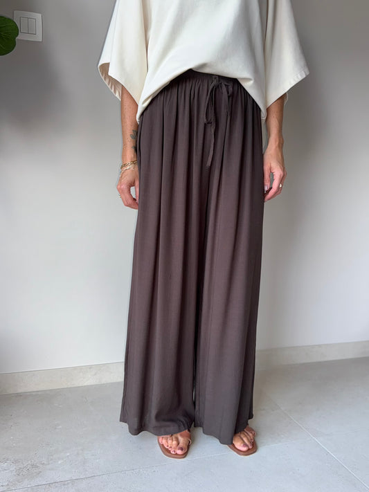Amélie Pantalon Wide Fit Donkerbruin