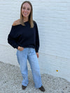 Babette off-shoulder Top Marineblauw