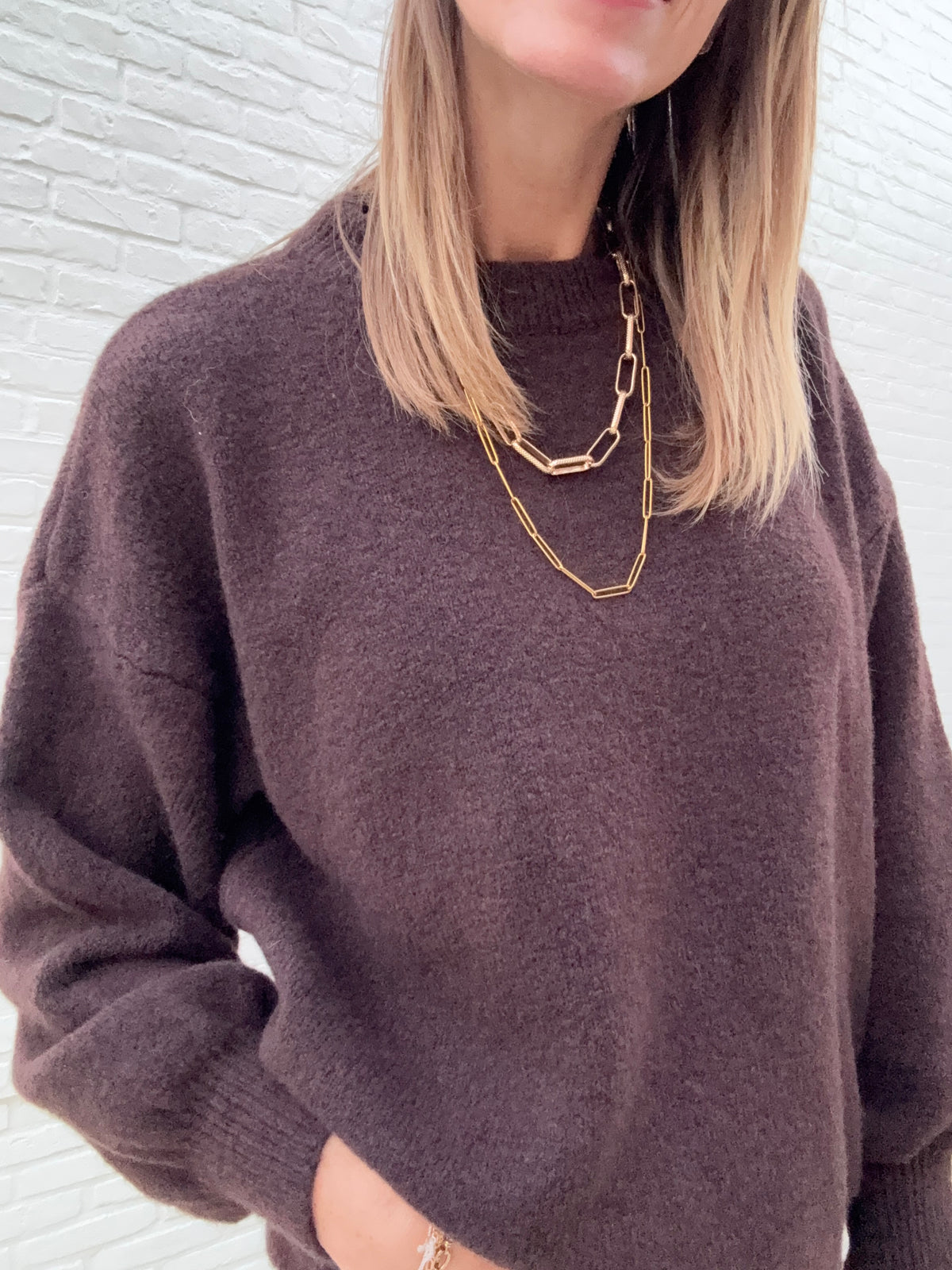 Florine Pull Donkerbruin