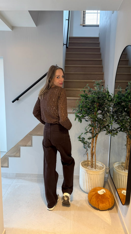 Evelyn Kanten Top Donkerbruin